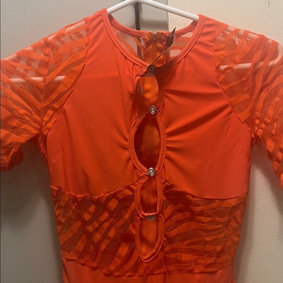 Posh by V Orange Cut-Out Short Sleeve Dress - Picture 6 of 8